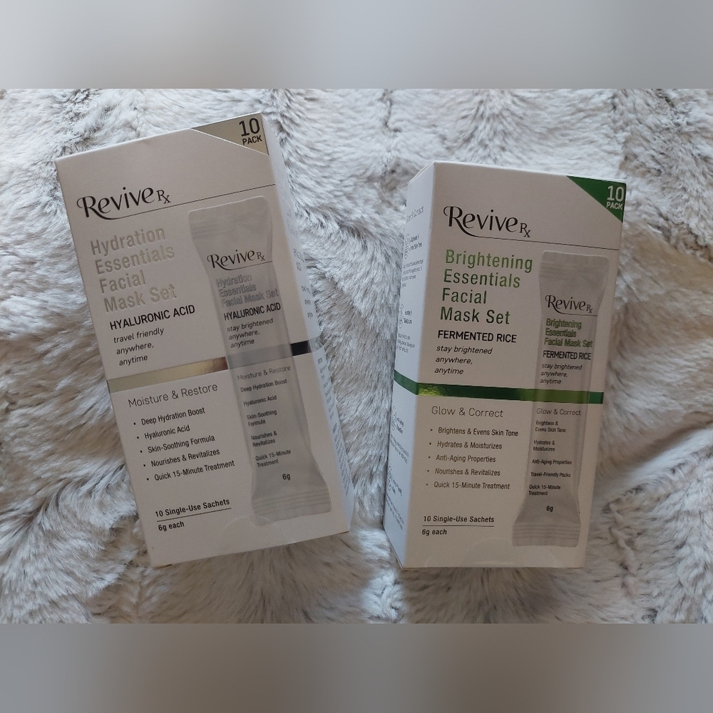Revive 10 Pk Facial MASK 10Pk Hyaluronic Acid Mask 20 Pc Travel Size